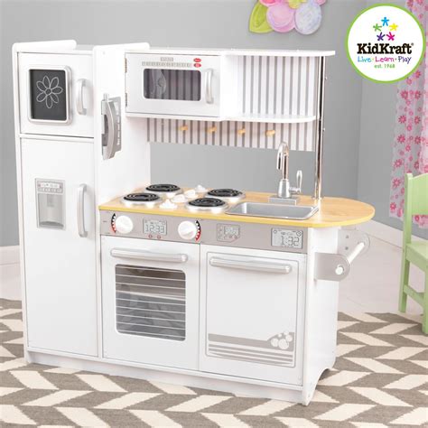 Kidkraft uptown espresso wooden play kitchen with play phone, chalkboard & towel rack, espresso ,gift for ages 3+. KidKraft Uptown White Kitchen 53335 | Wooden toy kitchen ...