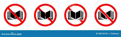 No Book Icons Set Vector Illustration Reading Of Books Is Prohibited