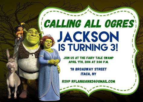 Niñas O Niños Shrek Invitación Imprimible A La Fiesta De Etsy