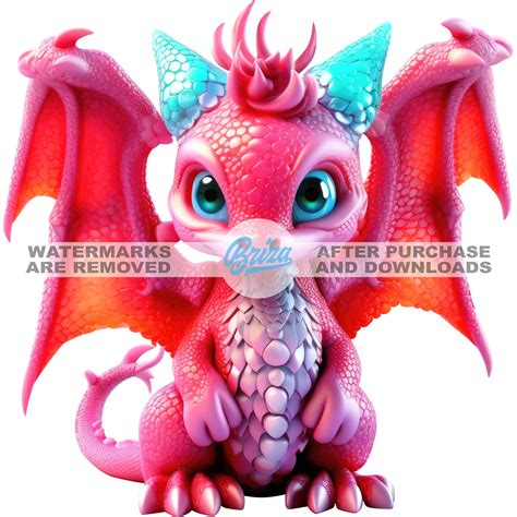Cute Baby Dragons Clipart Image Bundle Fantasy Art Png Etsy