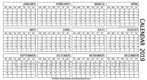 One Page Yearly Calendar Customize And Print