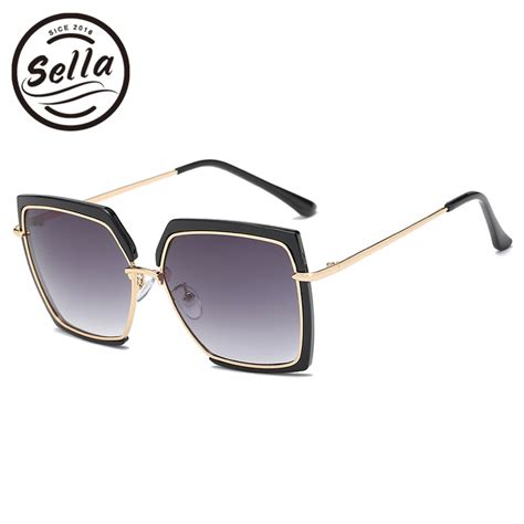 sella 2018 new fashion women oversized square gradient lens sunglasses brand designer popular