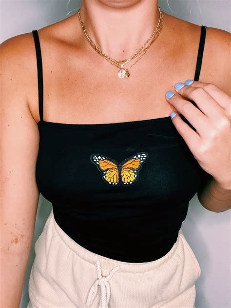Monarch Butterfly Tank Embriodered Butterfly Tank Graphic Etsy