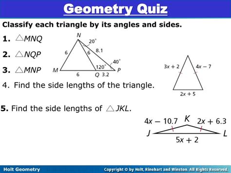 Ppt Classify Each Triangle By Its Angles And Sides 1 Mnq 2 Nqp 3 Mnp Powerpoint