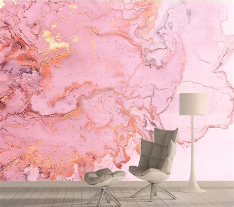 Custom Mural Wallpaper Modern Abstract Art Pink Stone Marble Photo Wall