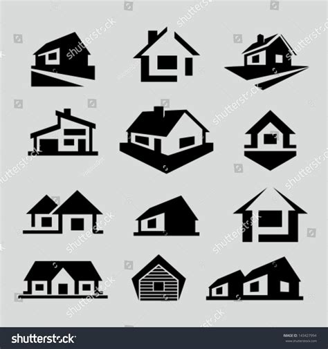 Vector House Silhouette Icons Stock Vector 143427994 Shutterstock