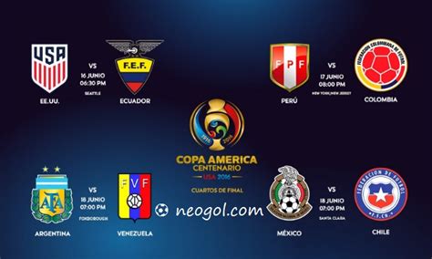 Die copa américa centenario war die 45. Cuartos de final Copa América 2016 | Copa Centenario