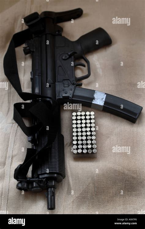 A Heckler And Koch Mp5 Machinegun With 9mm Bullets Ammunition Handgun