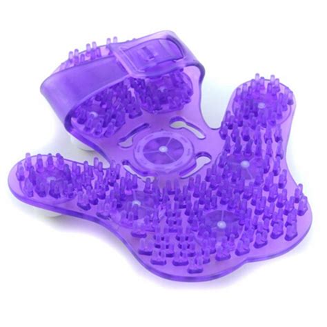 Purple Rotatable 9 Metal Roller Ball Massage Glove Body Massager Health