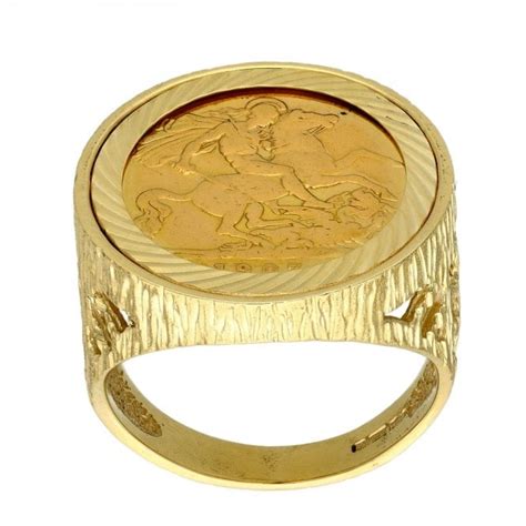1907 Yellow Gold Half Sovereign Coin Mounted Ring Miltons Diamonds