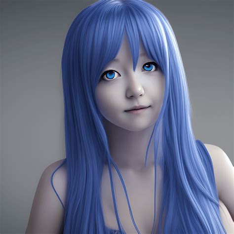 Hyper Realistic Blue Haired Girl Anime 4k · Creative Fabrica