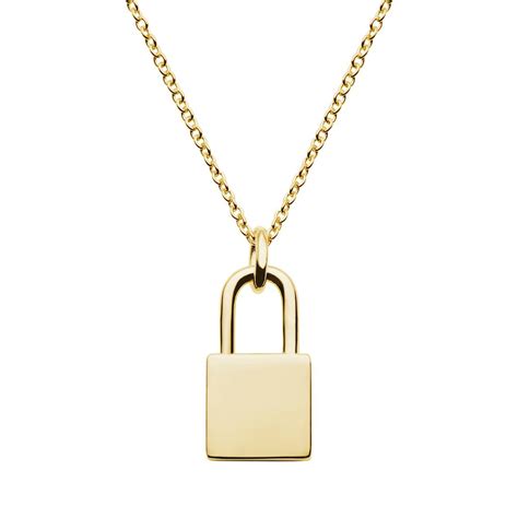 Engraved Gold Lock Pendant The Silver Store