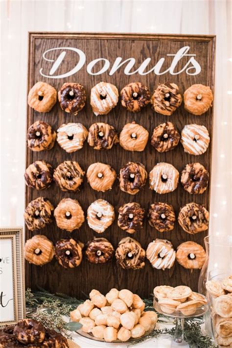 romantic fall winery wedding donut wall wedding wedding donuts donut wall