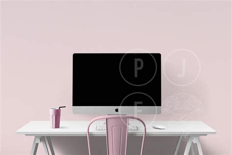 If you like the mockup computer template above but you want an image that shows more of the screen and less of the office context. imac mockup styled desk white desk mock up computer mockup