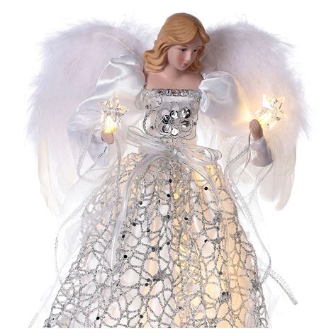 Angel Christmas Tree Topper Silver Embroidered With Led Online Sales