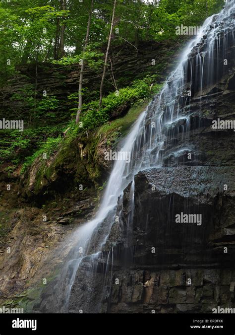 Beautiful Waterfall Tiffany Falls Hamilton Ontario Canada Stock Photo