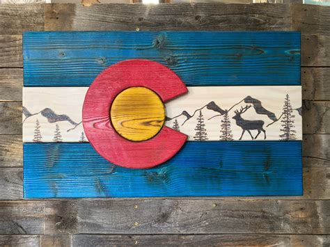 Rustic Chic Wall Flag Hand Stained Colorado Flag Wall Art Etsy