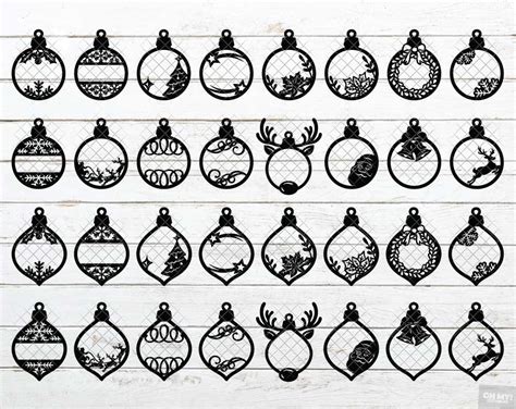 Christmas Baubles Svg Personalized Ornaments Laser Cut Template Cut