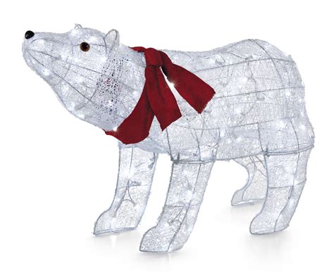 Canvas Led Arctic White Polar Bear Christmas Decorations 120 Pure