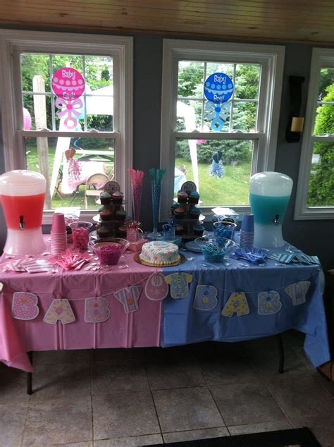 Top 20 food ideas for baby gender reveal party.one of the most exciting components of being pregnant is finding out whether you're expecting a little boy or lady, as well as a gender expose party is an amazing way to get close friends and family involved. Gender reveal table | Entertaining | Pinterest | The o ...