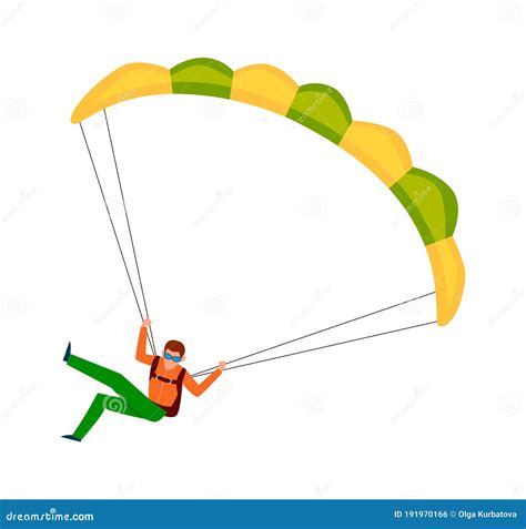 Man Jump With Parachute Active Lifestyle Hobby Extreme Professional