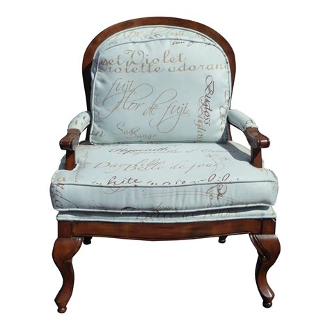 French Country Style Solid Wood Light Blue Bergere Chair Chairish