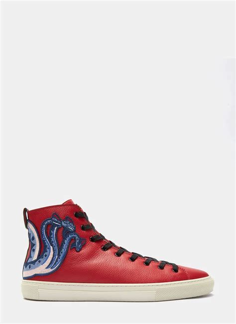Gucci Leather High Top With Dragon In Rosso Modesens Sneakers