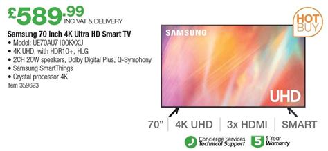 Samsung 70 Inch 4k Ultra Hd Smart Tv • Model Ue70au7100kxxu £58999