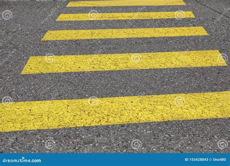 Crosswalk Yellow Lines On The Road Zebra Yellow Pedestrian Crossing