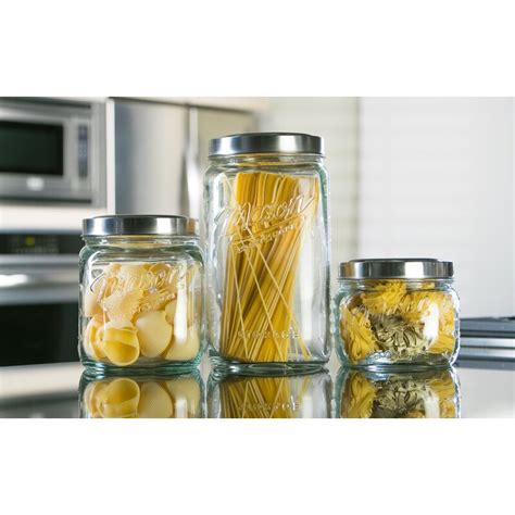 3 piece storage jar set. Mason Craft & More Glass Pop-Up 3 Piece Storage Jar Set ...
