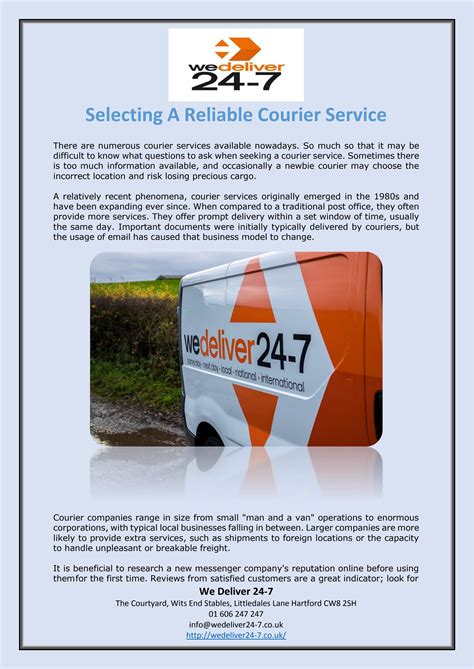 Selecting A Reliable Courier Service by We Deliver 24-7 - Issuu