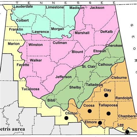 Map Of Northern Alabamas Physical Divisions Adapted And Modified From