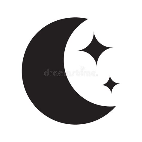 Crescent Moon With Stars Icon On White Background Night Icon Crescent
