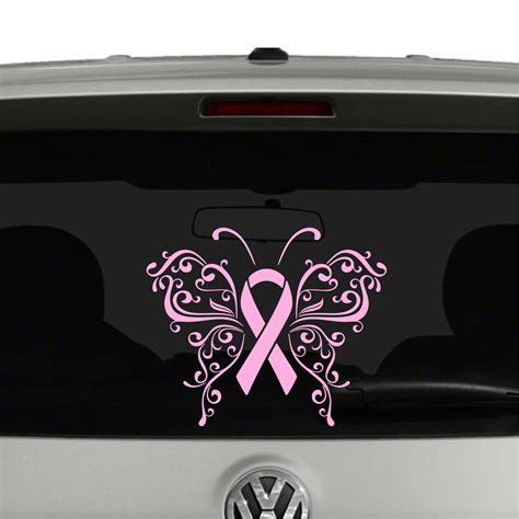 Awareness Ribbon Butterfly Breast Cancer Vinyl Decal Sticker
