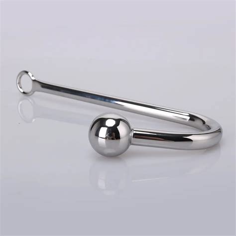 stainless steel anal hook with anal beads hole anal hook metal butt plug anal sex toys adult