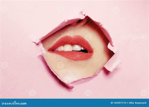 Girl Bites Her Lip Erotic Store Big Beautiful Lips Beauty Salon Lip