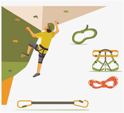 Two People Climbing On A Rock Climbing Wall Vector Illustration Clip