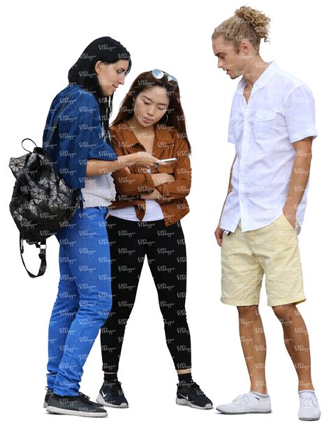 Group Of Three People Standing And Looking At Smth On The Phone Vishopper