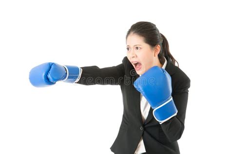 Business Woman With Boxing Gloves Shout Stock Image Image Of Hands