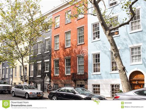 Colorful Brick Facades Of Typical Lower Manhattan Apartment Buildings