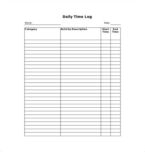11 Time Log Templates Pdf Word Excel Free And Premium Templates