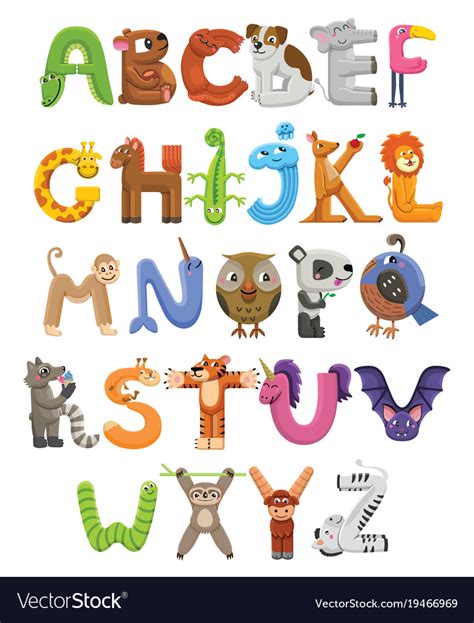 Zoo Alphabet Animal Letters From A To Z Royalty Free Vector