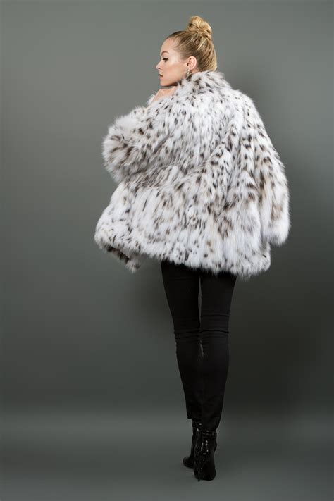 Middle Length White Lynx Fur Coat For Women Fur Caravan