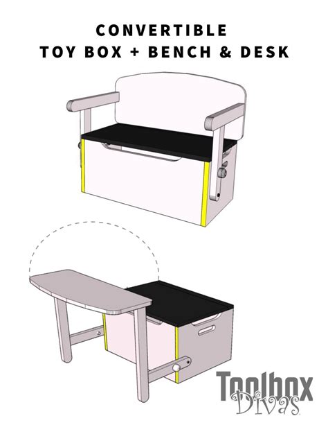Convertible Toy Chest 3 In 1 Desk And Bench Toolbox Divas Plans 1 Of