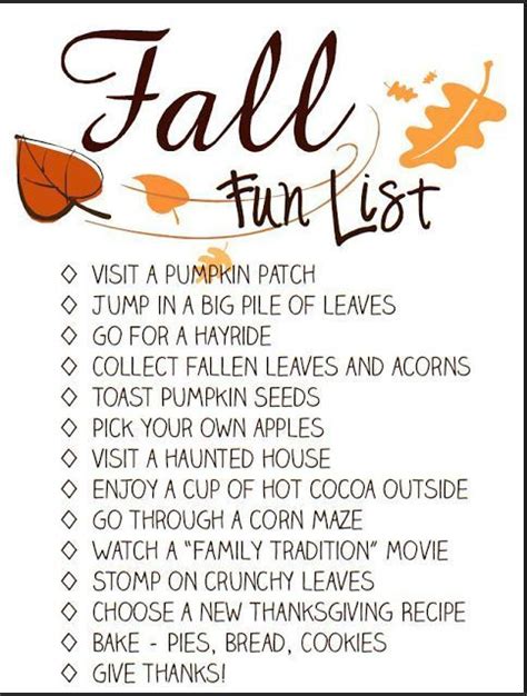 Autumn Bucket List Printable Spool And Spoon Fall Fun Fall