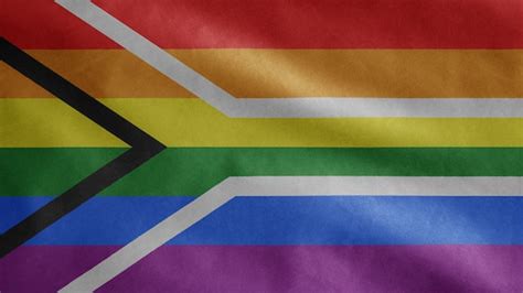 premium photo south africa gay pride flag waving on wind close up of south african lgbt