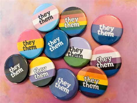 Pronoun Pins They Them Pronoun Badges Transgender Etsy