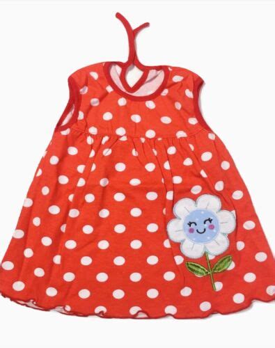 Baby Toddler Girl Cotton Dress Floral Polka Dot Dress Sleeveless Red