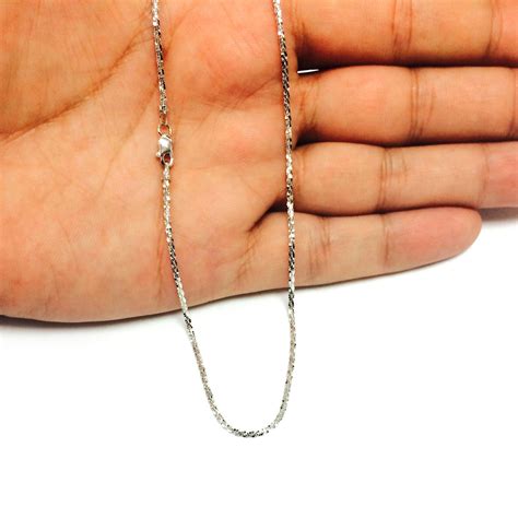 14k White Gold Sparkle Chain Necklace, 1.5mm | Fruugo IE
