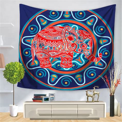 Elephant Tapestry Colored Printed Bohemian Mandala Decorative Mandala